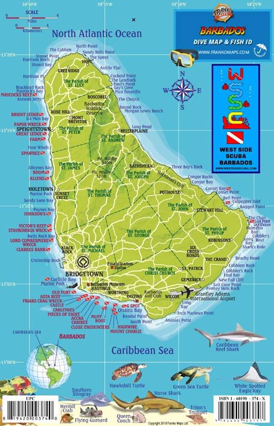 Barbados Dive Map